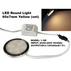 LED Round Light 60x7mm Yellow (set)