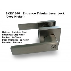 BEST-8401-BLK BKEY 8401 Entrance Tubular Lever Lock - Grey Nickel (Tubular Lock)