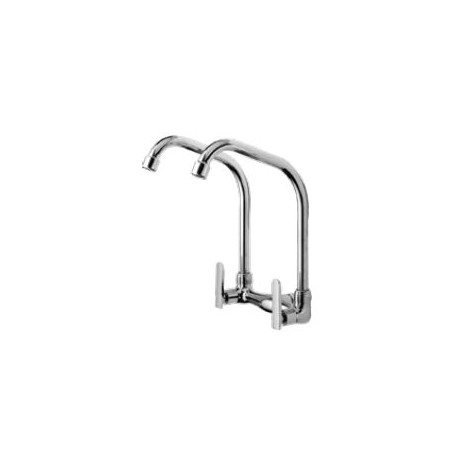 HDFC-5100 HDFC-5100 Double Spout Kitchen Wall Sink Tap