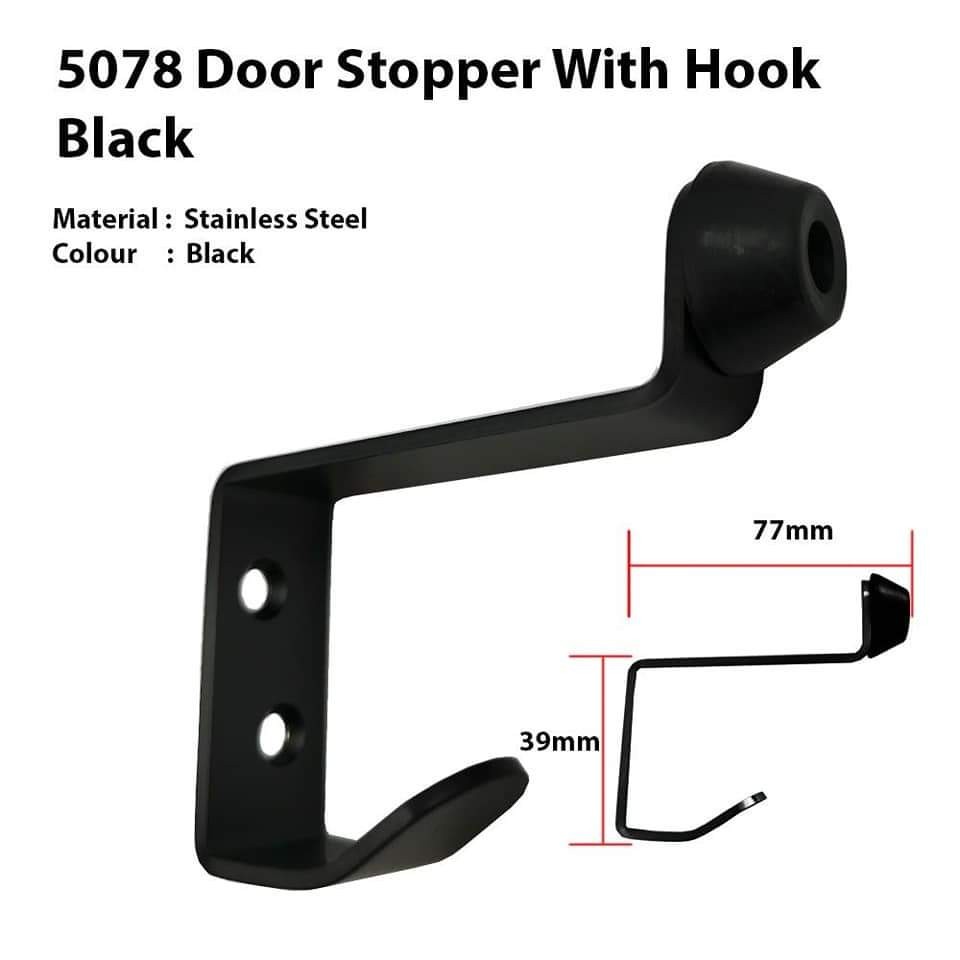 5078 Door Stopper With Hook Matt Black