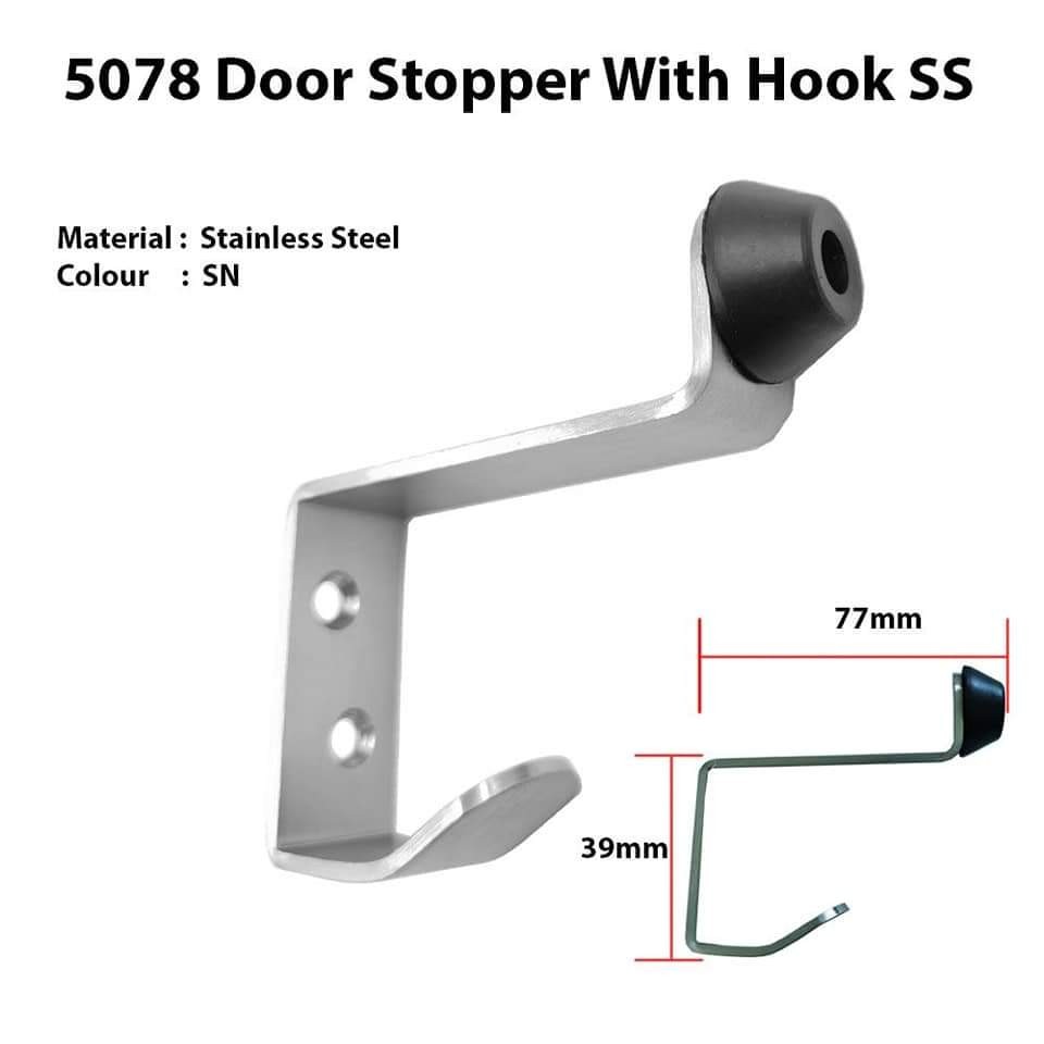 5078 Door Stopper With Hook SS